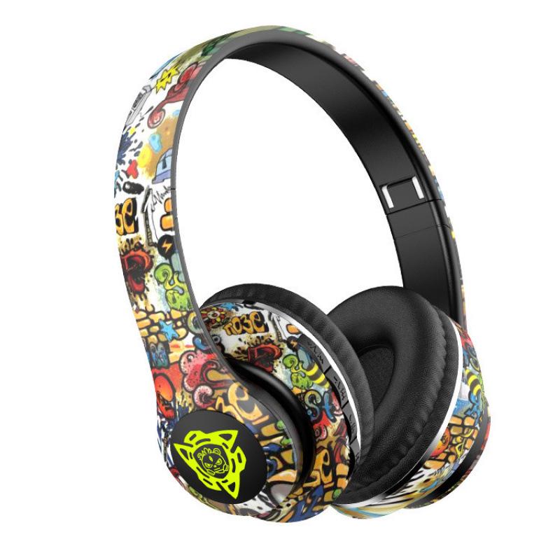 P35 Head-mounted Bluetooth Earphones: Wireless Luminous Graffiti-Style Stereo Sports Headset