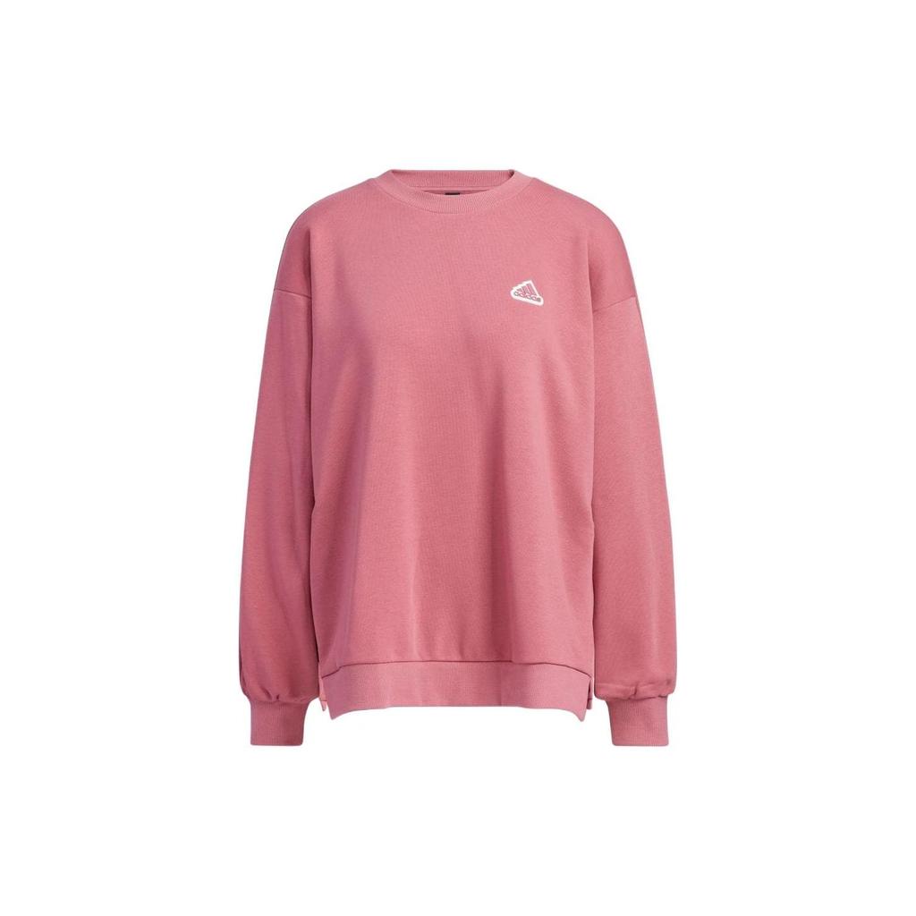 Adidas Logo Crew Neck Pullover Long Sleeve Casual Loose Sweatshirt Women Tops Pink IA5226