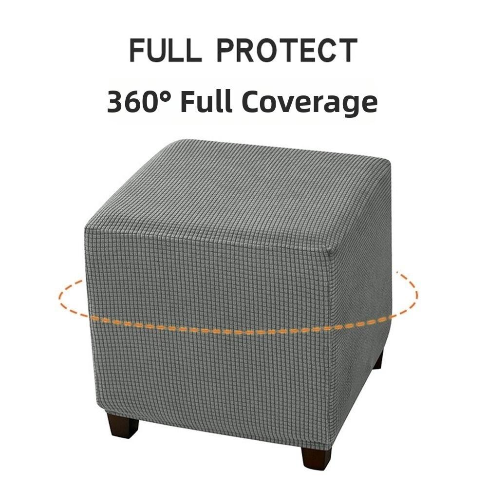 Elastic Jacquard Ottoman Cover Velvet Footrest Slipcover New Footstool Case  Home Decor