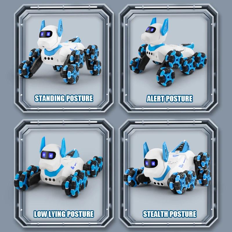 Non-Toxic Eight Wheel Stunt Rc Robot Dog Car Toy 2.4G Radio Remote Control Cars With Music Stunt Spray Electric Toy For Children Kids Gift