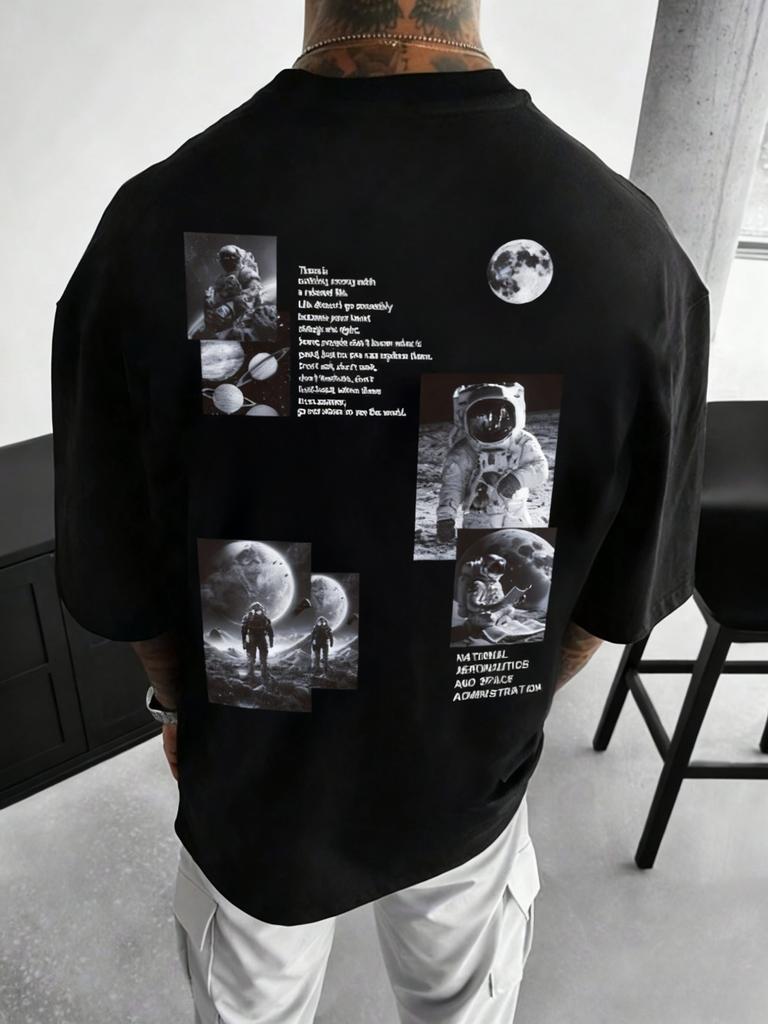 Cotton streetstyle mens personalized printed shortsleeve Tshirt suitable for daily wear in spring and summer