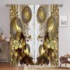 2 tende eleganti con motivo floreale dorato per la decorazione della casa, per camera da letto, ufficio, cucina, soggiorno e studio.