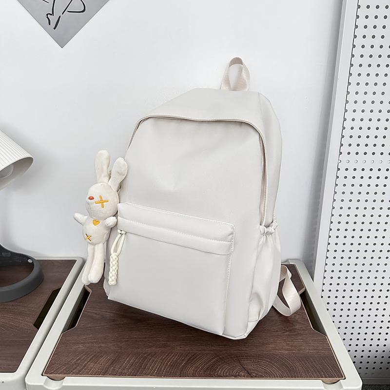 

Новый однотонный женский водонепроницаемый нейлоновый рюкзак, простая школьная сумка для девочек-подростков, дорожная сумка на плечо, школьный рюкзак бежевый