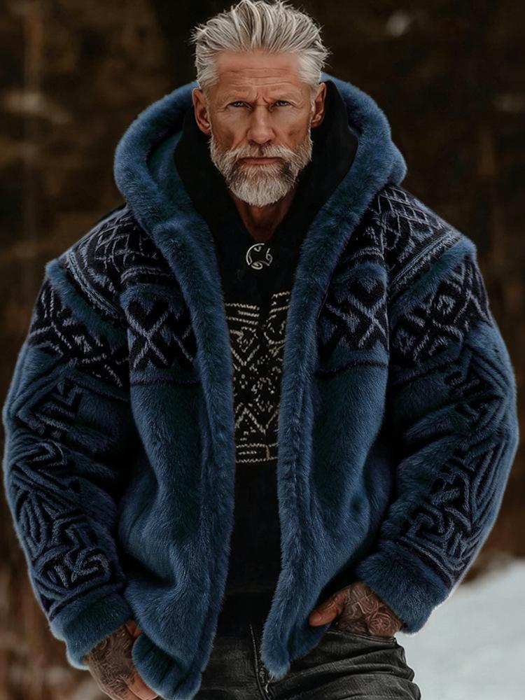 Мужской фланелевый кардиган на молнии с капюшоном и 3D-принтом Теплый модный зимний свитшот 2XL 2390₽