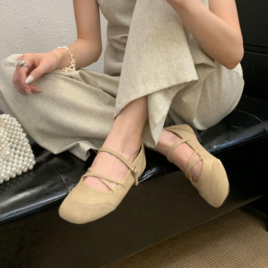 2025 French Gentle Mary Jane Shoes Women's Flat-soled Evening Soft-soled Ballet Shoes