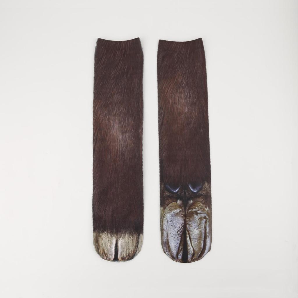 Meias de Meia Panturrilha Garra de Animal - Meias Divertidas Estampadas para Adultos e Crianças