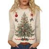 Women's Fashion Casual Christmas Printed Round Neck Long Sleeve Pullover Top