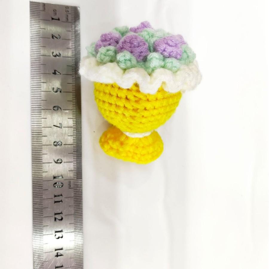 Hand-Knitted Yarn Mini Bouquet Keychain Pendant
