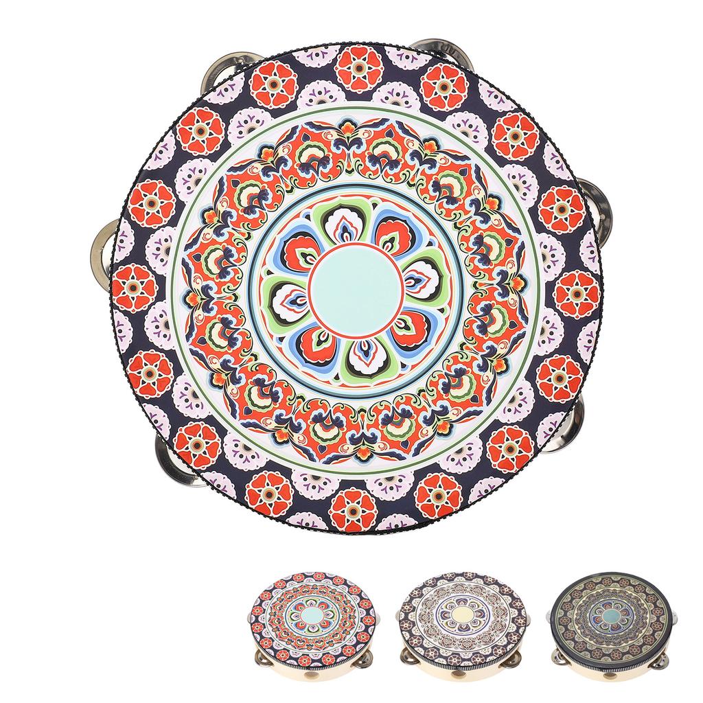 Handgehaltenes Holz-Tamburin, 8 Zoll, Jingles, musikalisches Bildungsinstrument für Erwachsene und Kinder