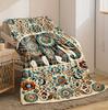 1 Stück Böhmische Elefanten Geometrisches Muster Flanelldecke - Weiche Warme Ganzjahresdecke für Sofa Bett Büro Familie Gemischte Farben