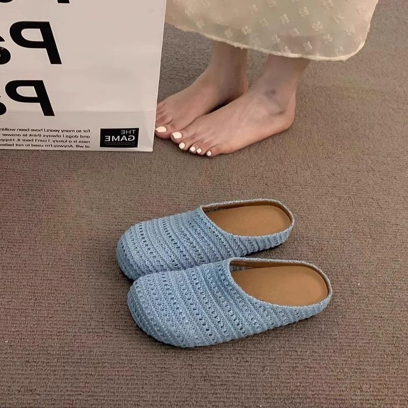 Hand-woven hollow breathable bag head half slippers women's summer sandals women's hole shoes platform women's shoes