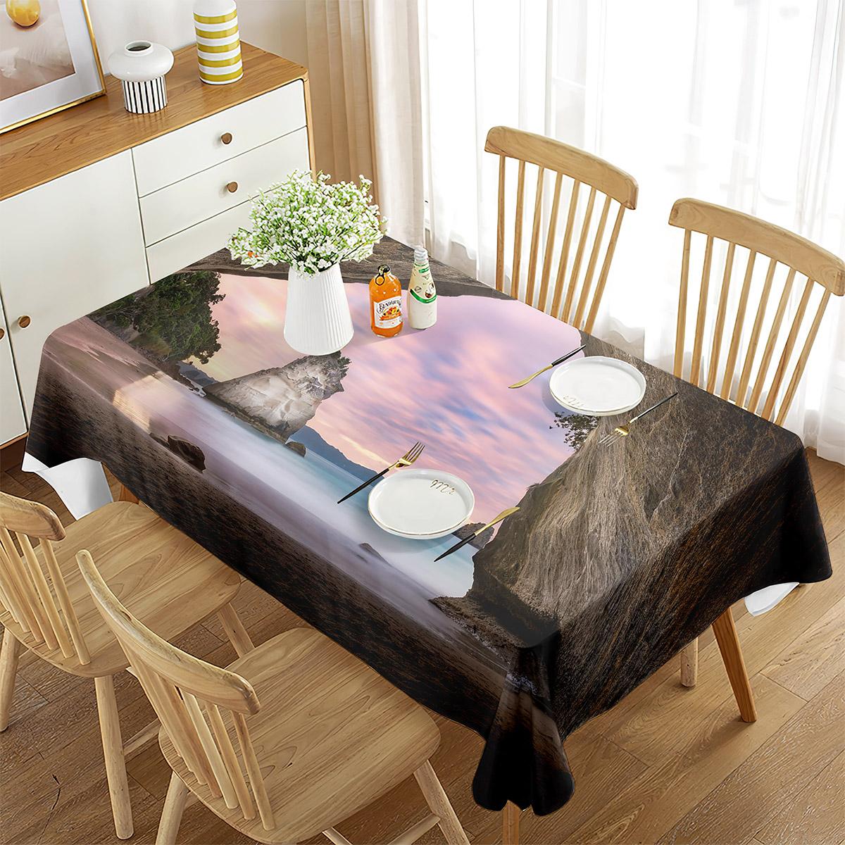 Kustgrot Tafelkleed Zee Zonlicht Strand Rechthoekige Tafelhoes voor Salontafel Eetkamer Keuken Woonkamer Picknick Decor 90x150cm