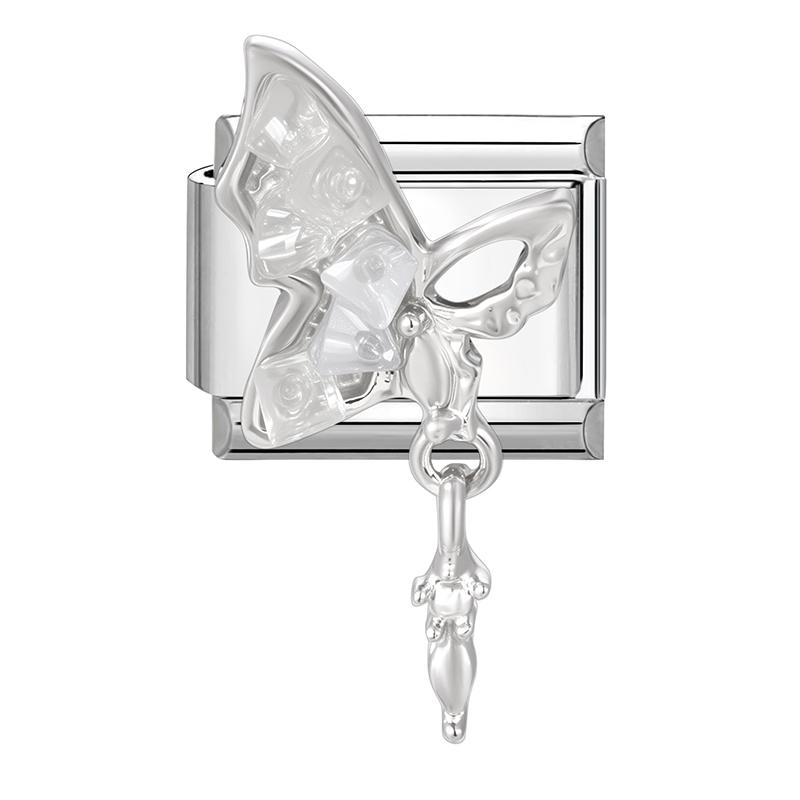 Women Zircon Heart Butterfly Moon Star Bow Pearl Pendant Italian Charm Links Fit 9mm Stainless Steel Bracelet DIY Making Gifts