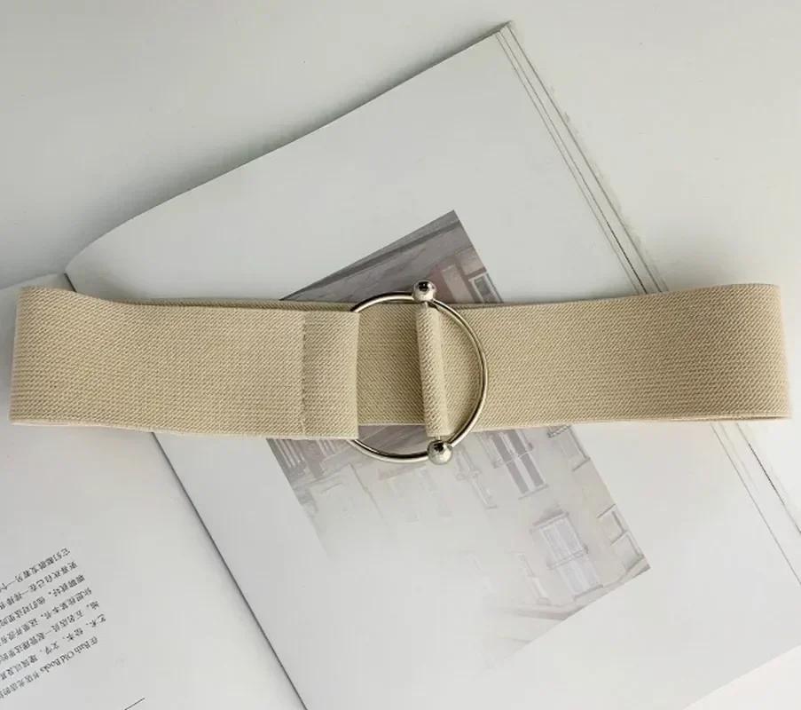 Moda Damska Prosty Jednolity Kolor Pasek do Talii Sweter Kamizelka Uszczelniona Elastyczna Szeroka Okrągła Klamra Dekoracja Akcesoria do Sukienki