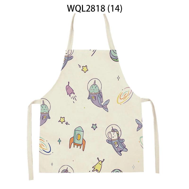 Cute Dog Cat Sheep Cattle Bear Animal Print Kitchen Aprons Women Men Linen Sleeveless Antifouling Apron Cooking Baking Waist Bib