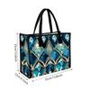 Elegant Teal Print Tote Bag Fashion Large Capacity Shopping Handbag for Daily Use