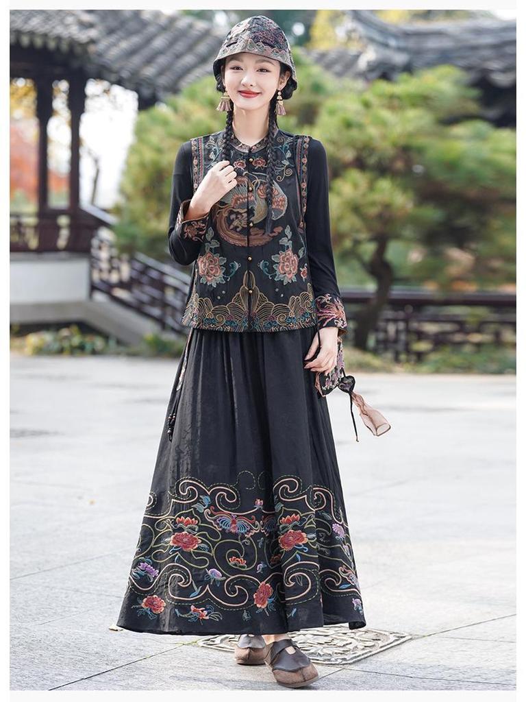 Ethnic Style Women's Floral Embroidered Vest Cardigan