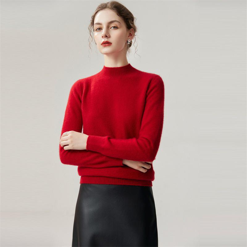 100% Cashmere 12-Gauge Flat Knit Half-High Neck Base Layer