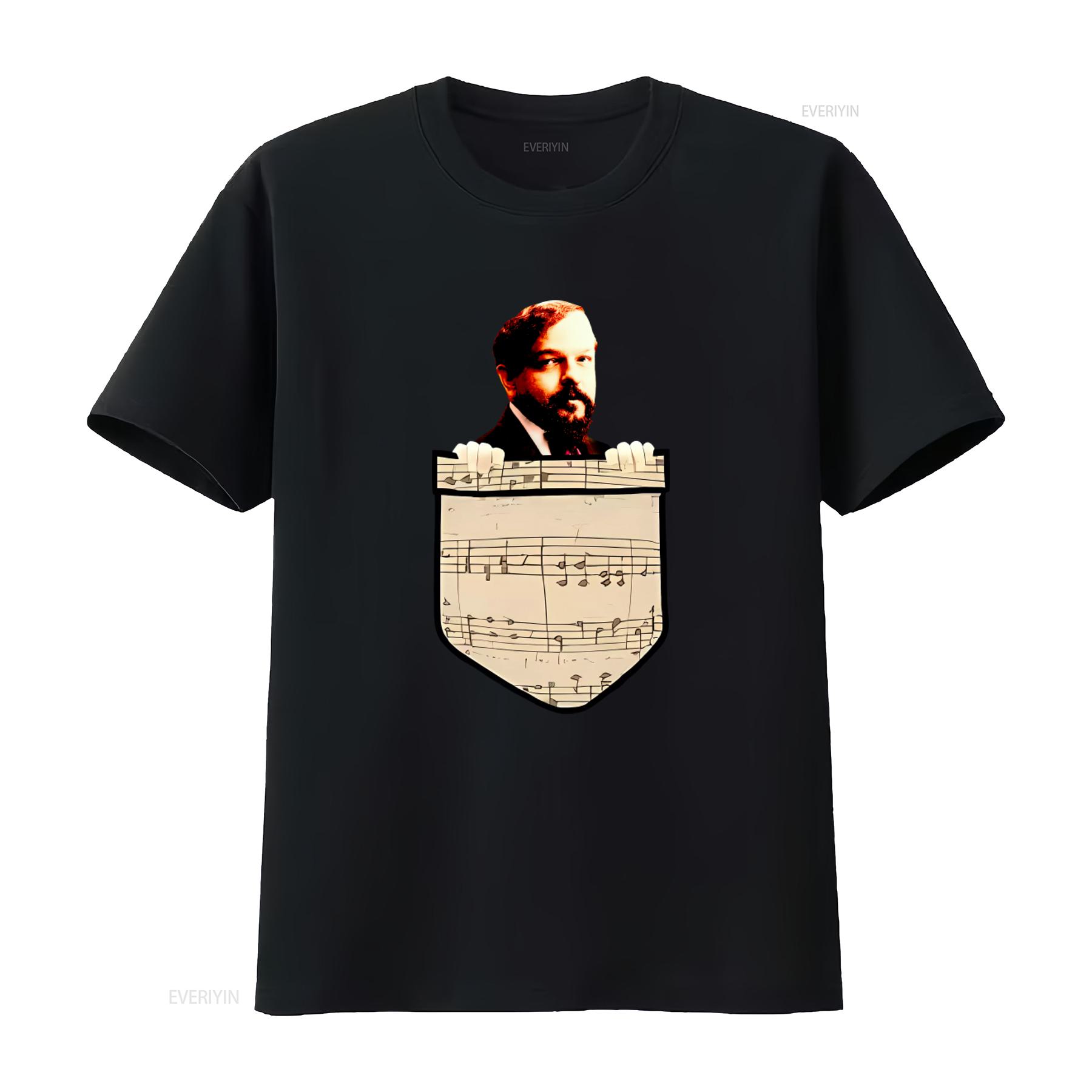 

Debussy Music Notes Print T Shirt Perfect for Classical Lovers vintage Washed Stretched Stylish streetwear Versatile Casual 4XL