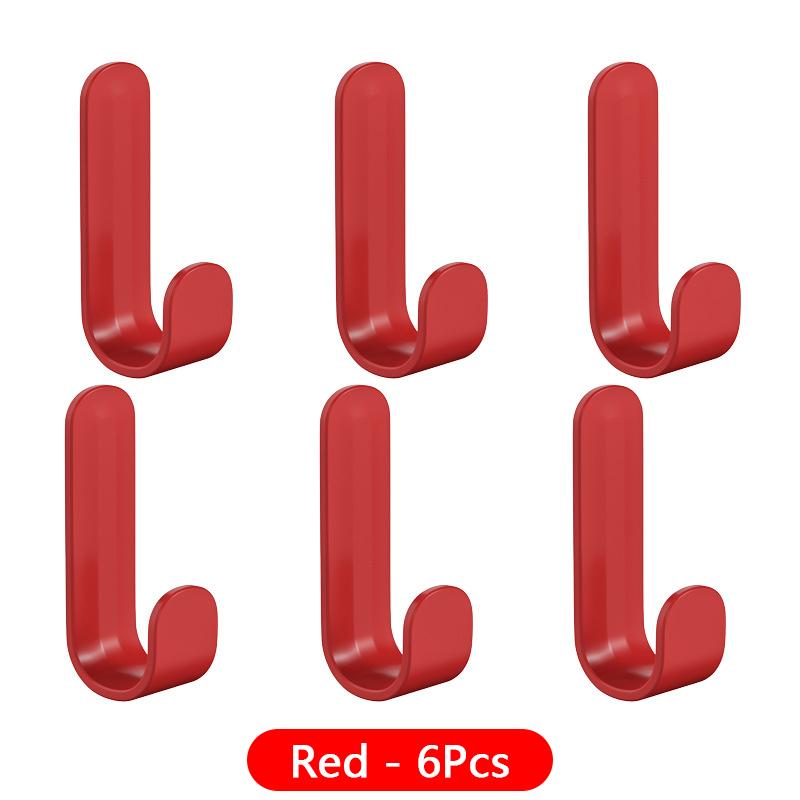 6 Pcs Powerful Sticky Hook Without Punching Hook Kitchen Bathroom Living Room Door Hook Bedroom Dormitory Colorful Sticky Hooks