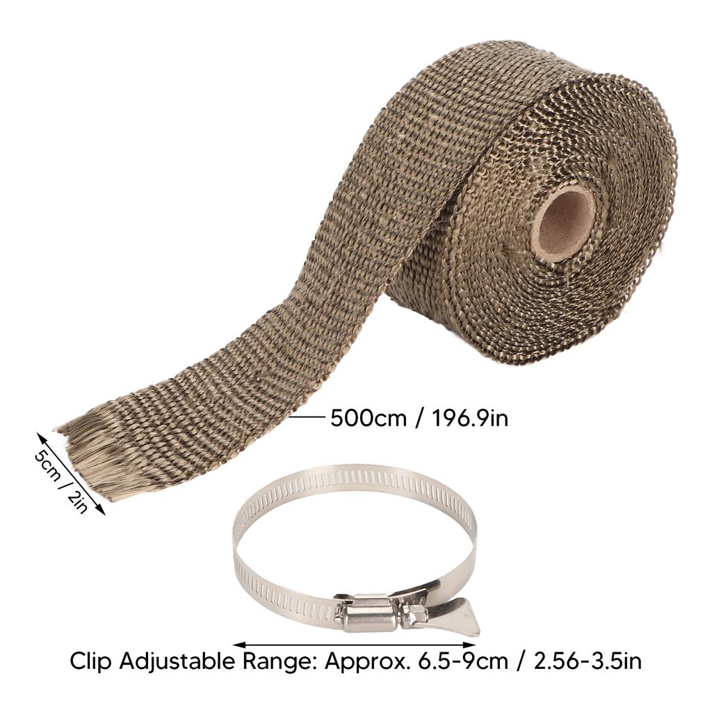 Fireproof Pipe Wrap Pipe Insulation Webbing Anti Scald Chimney Protective Wrap with 2 Clips for Furnace Tube Motorcycle Exhaust Pipes