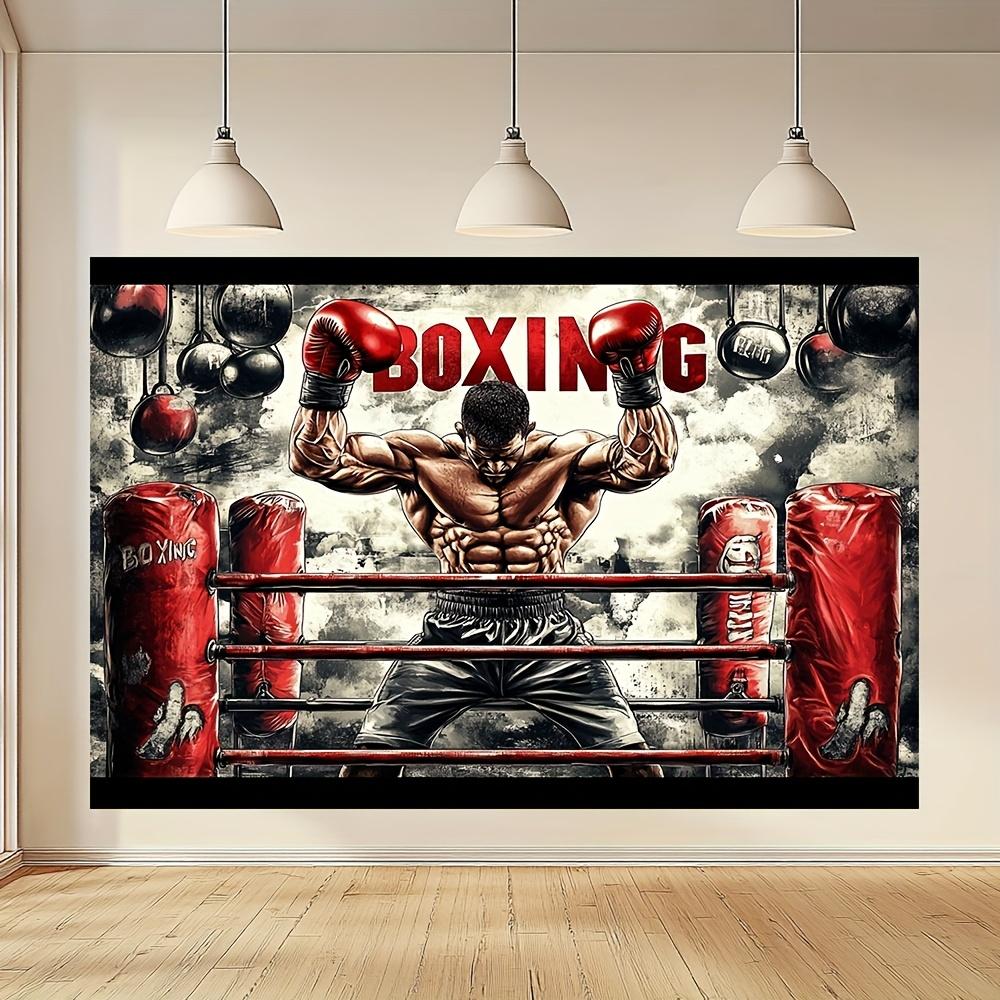 2D Flat Banner, 1pc Boxing Strength Wall Art Print Background Party BannerXY