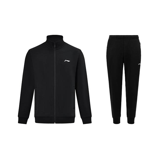 Li-Ning High-Quality Hoodless Cardigan Sweatshirt With Fleece And Loose Cuffed Sweatpants Casual Sports Suit Unisex Sportswear AWDUG81-1+AKLTC39-1