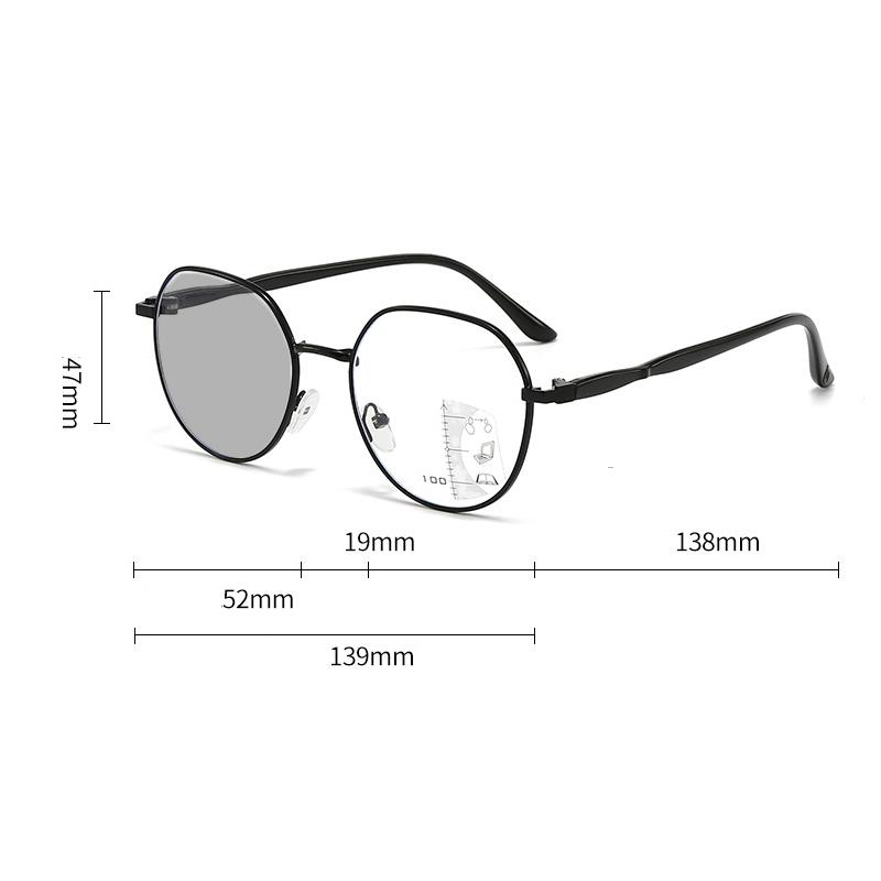 Fashion New Photochromic Multifocal Glasses Trendy Color Changing Reading Glasses Vintage Round Presbyopia Sunglasses +1.0+3.5
