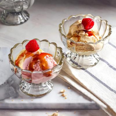 Cute Footed Tulip Glass Dessert Bowls/Cups - Perfect for Dessert, Sundae, Ice Cream, Fruit, Salad, Cocktail, Condiment, Trifle