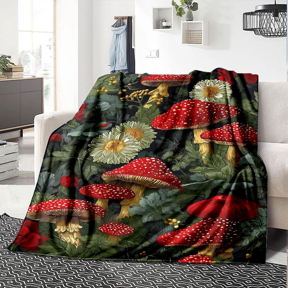 Bunte Pilz-Print Flanelldecke Hohe Qualität Warm Bequem Decke für Alle Jahreszeiten Perfekt für Geschenke Heimdeko