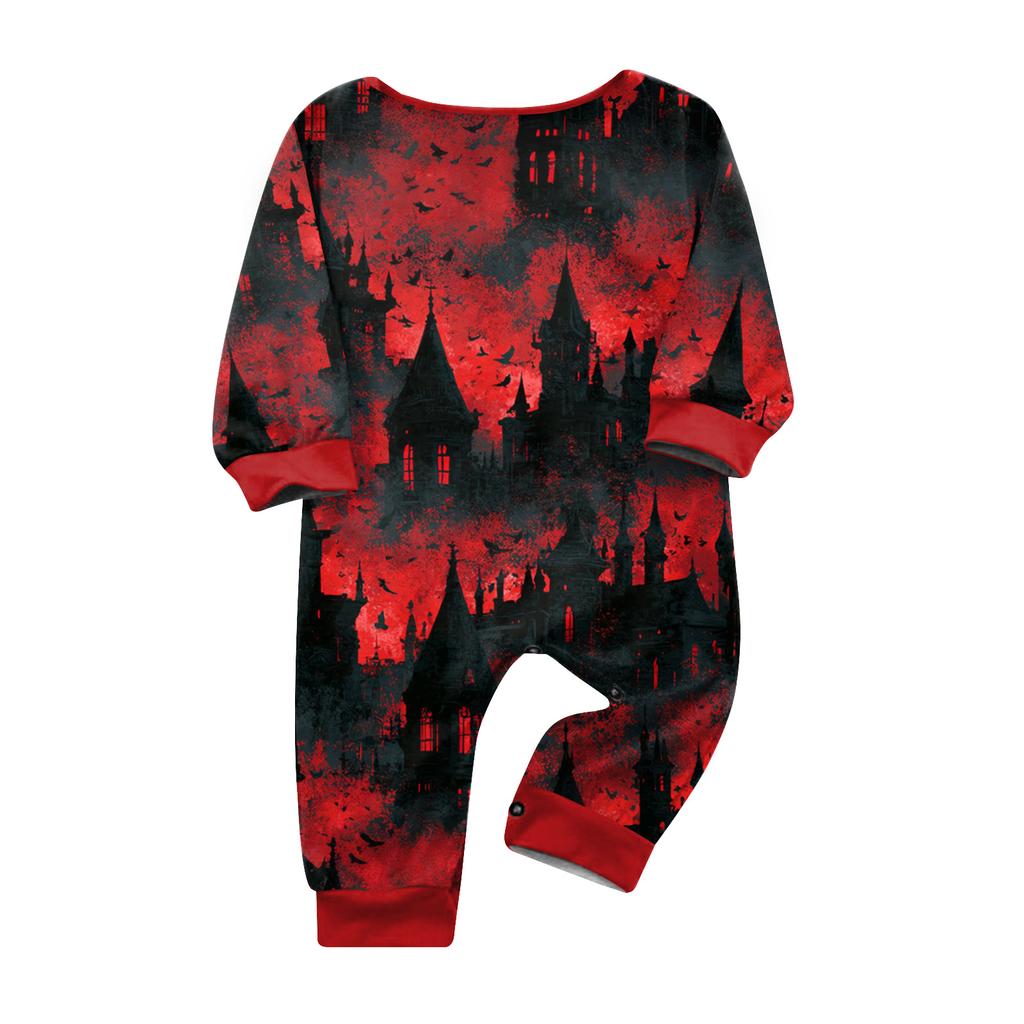 Family Matching Halloween Print Loungewear Set Long Sleeve Top and Pants for Parents and Kids
