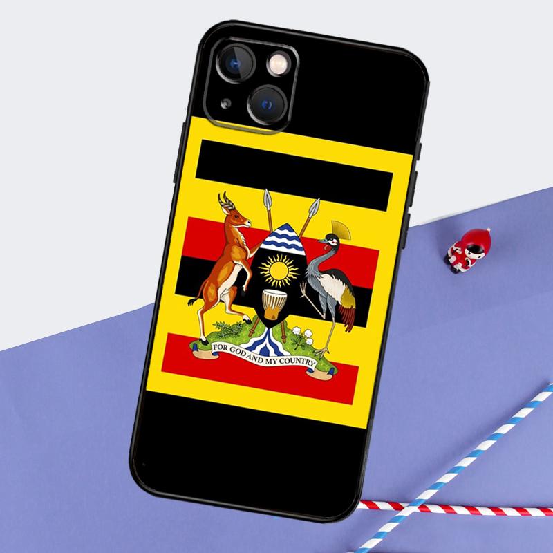 Uganda Flag Phone Case For iPhone 16 Pro Max 12 13 Mini 11 14 15 Pro Max XR 15 16 Plus 16e Back Cover
