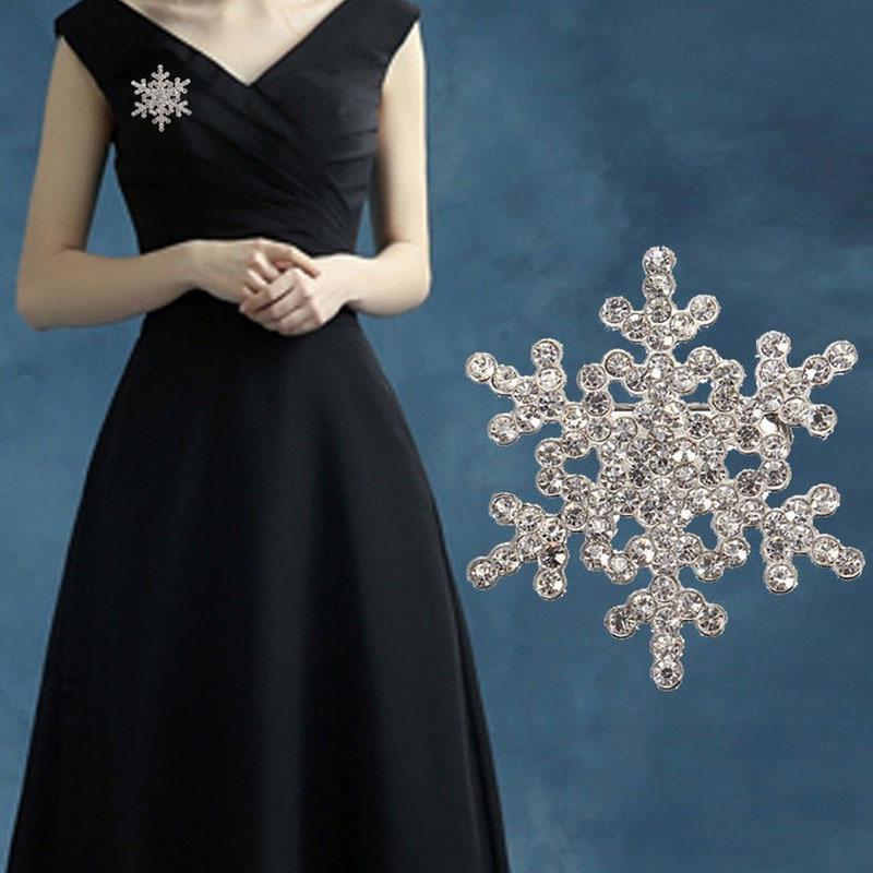 Rhinestone Sweater Clip, Snowflake Clip, Scarf Clip, Fixed Brooch