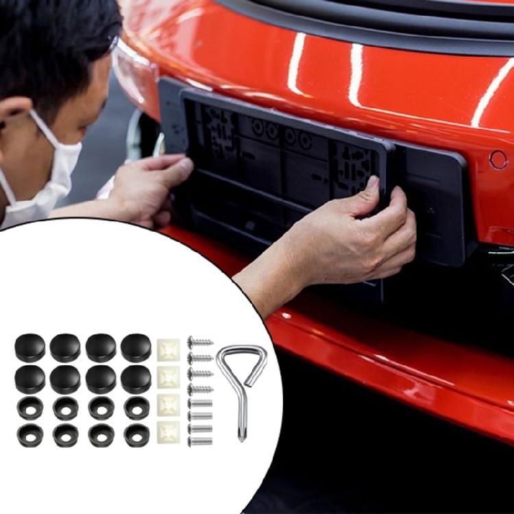 Universal Car Plate Mount Hardware Fastener Nut Car Number Plate Frame Holder Mounting Screws and Cover Caps Kit