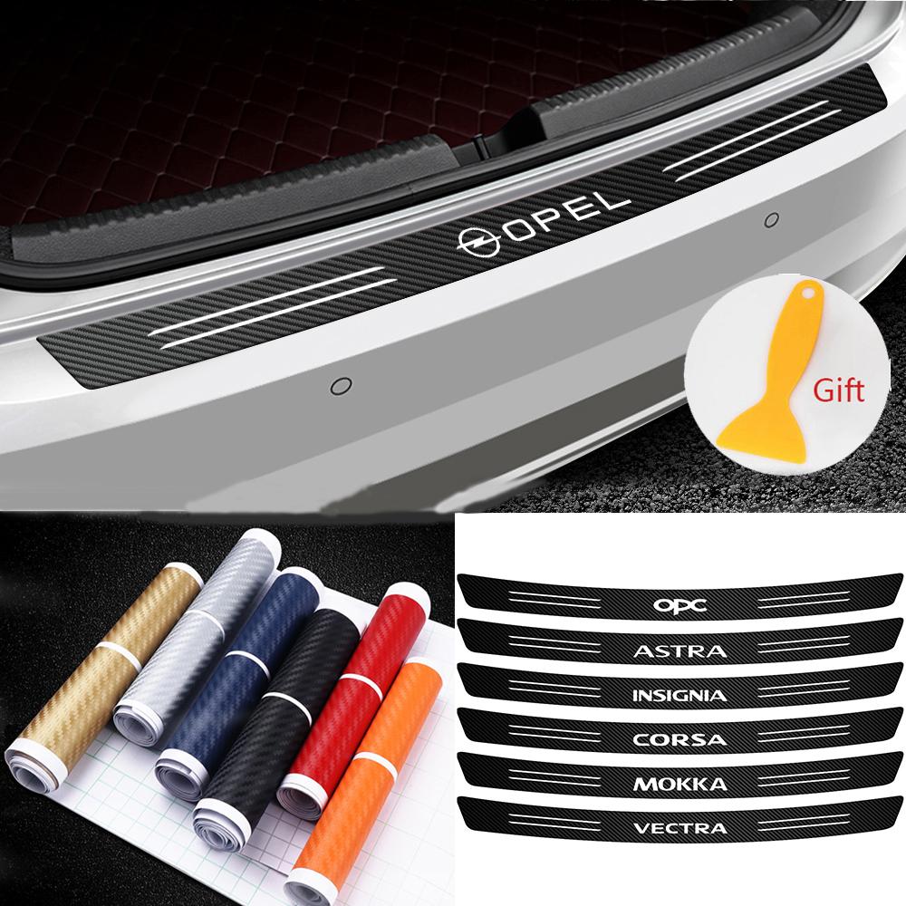 AAADU1 Anti Scratch Carbon Fiber Car Trunk Rear Bumper Guard Protection Sticker For Opel OPC Astra K Insignia Corsa D B E Mokka Vectra