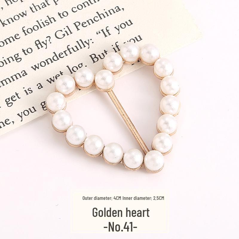 Pearl Rhinestone Waist Buckle Scarf Fastener Hem Knot Button for Women