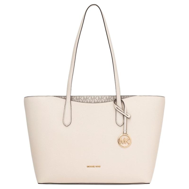 MICHAEL KORS ARDEN Logo Cowhide Tote Shoulder Bag Large Women s Beige