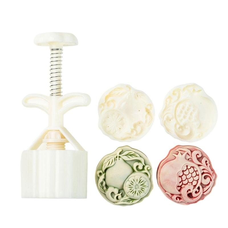 Pomelo and Pomegranate Pattern Mooncakes Press Delicate Embossing Mooncakes Molds Treat Stamps for Baking Lover 1