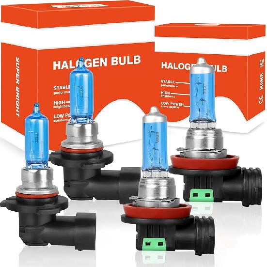 Fit For Toyota Prius 2010-2015 High Performance Halogen Headlight Bulbs: 9005 High Beam & H11 Low Beam & H8 Fog Light Combo, 5000K Super Bright White