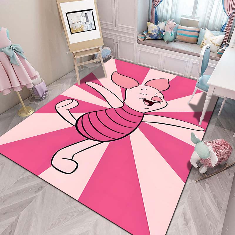 1PC Winnie The Pooh Piglet Printed Carpet Living Room Bedroom Kids Room Large Area Decor Non-slip Floor Mat Kids Play Area Rug