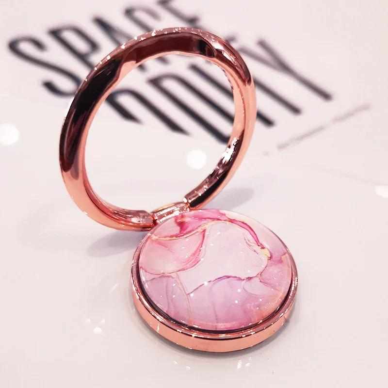 

Marbling Mobile Phone Holder For iPhone X 8 7 11 12 Pro 360 Degree Rose Gold Metal Finger Phone Stand For Samsung Phone Bracket