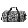 Large Capacity Leopard Print Travel Duffel Bag with Multiple Compartments, Shoe Compartment, Durable Nylon Casual Sports Gym Bag for Women