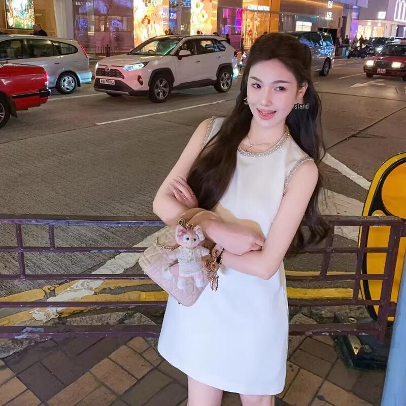 Women's Elegant Sleeveless White A-Line Mini Dress