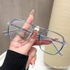 Korean Style Retro Geometric Women's Glasses Frame: Large, Double Bridge, Anti-Blue Light, Flat Lenses
