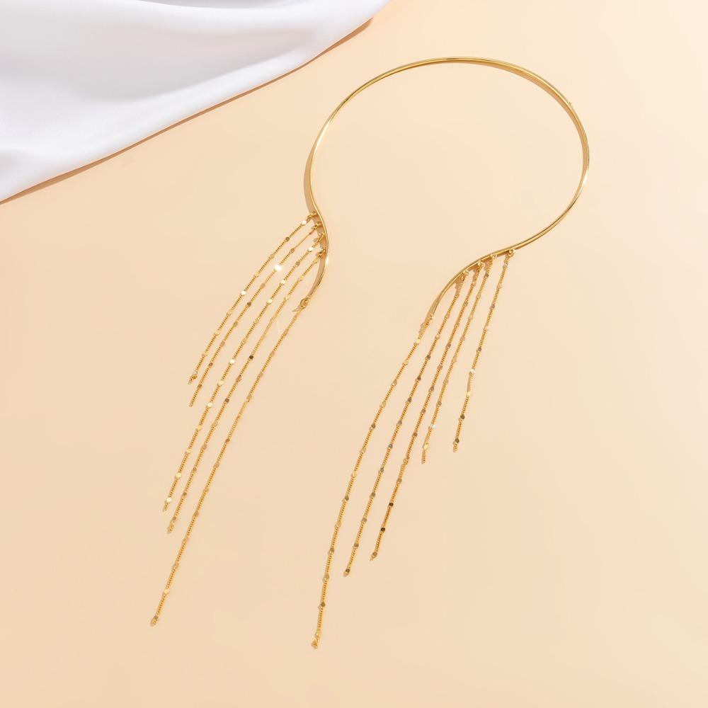 Fashion Tassel Opening Choker Neck Simplicity Chain Necklace New Imitation Pearl Pendant