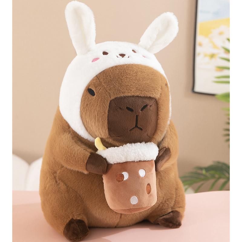 Capybara Plush Toy Simulation Capibara Cosplay Unicorn Dinosaur Dress Boba Bread Fruit Food Decor Birds Bubble Stuffed Animals