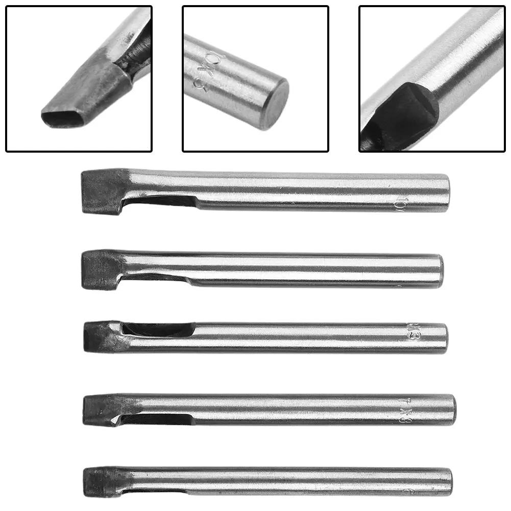 5pcs/set Hollow Punches DIY Tool Hole Punch Hollow Punch Leather Oval Shape Silver Steel 3mm For Gaskets Leather
