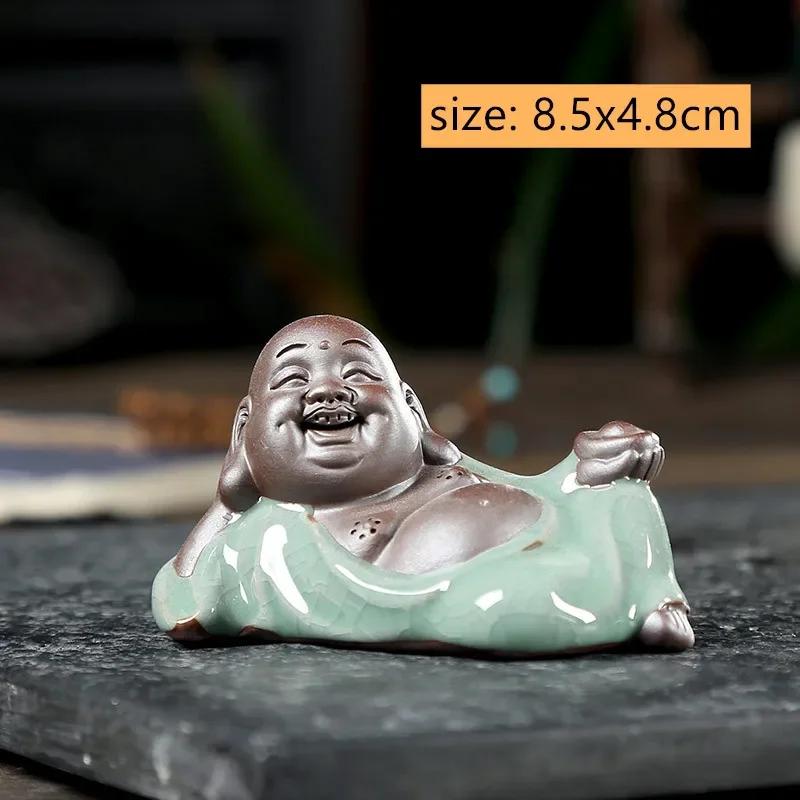 Chinese Purple Clay Tea Pet Lovely Small Monk Statue Ornaments Handmade Tea Figurine Crafts Tea Set Decoration Accessories