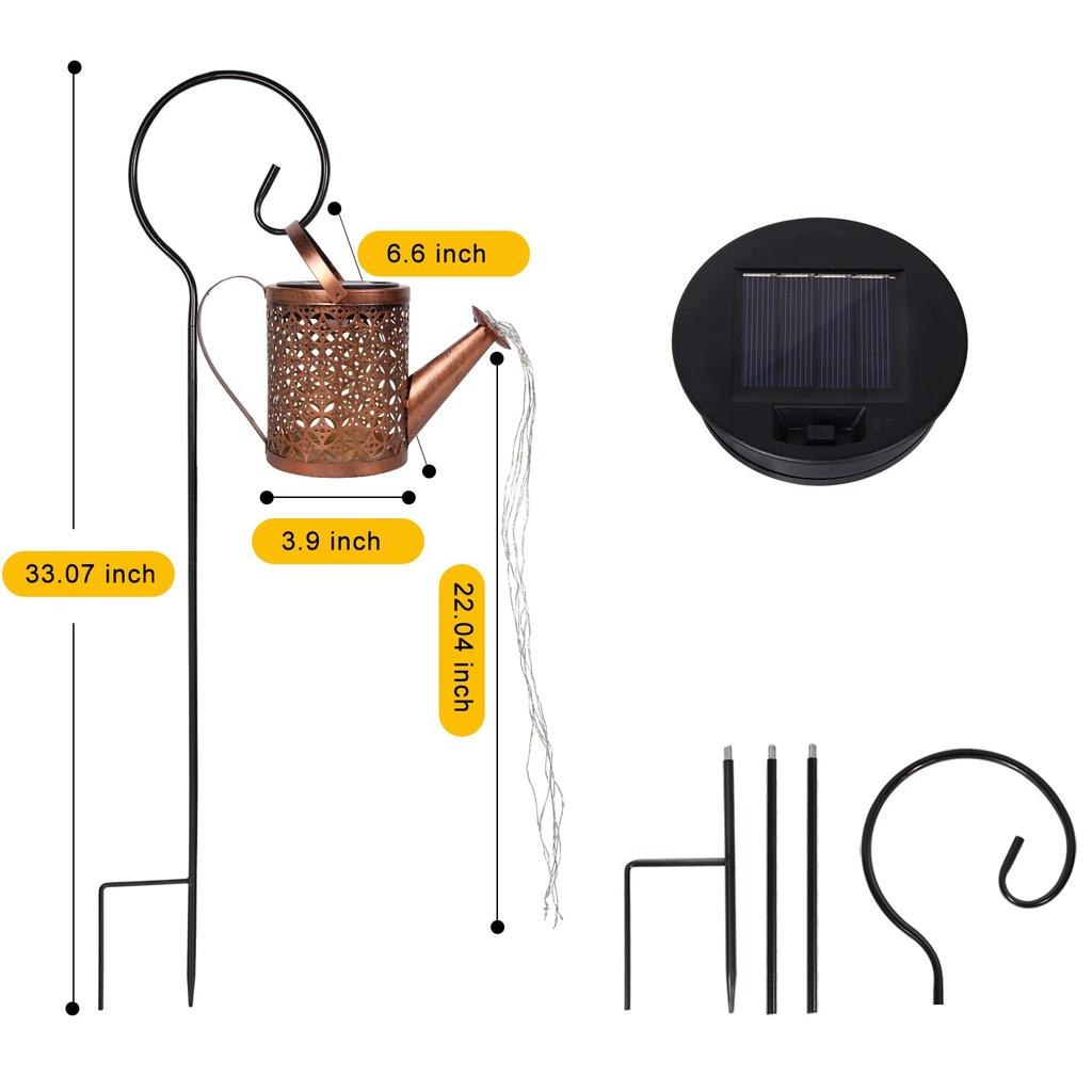 2Pack Solar Watering Can Lights Outdoor Hanging Solar Lanterns Waterproof Garden Decor Retro Metal Solar Garden Lights Lawn Yard