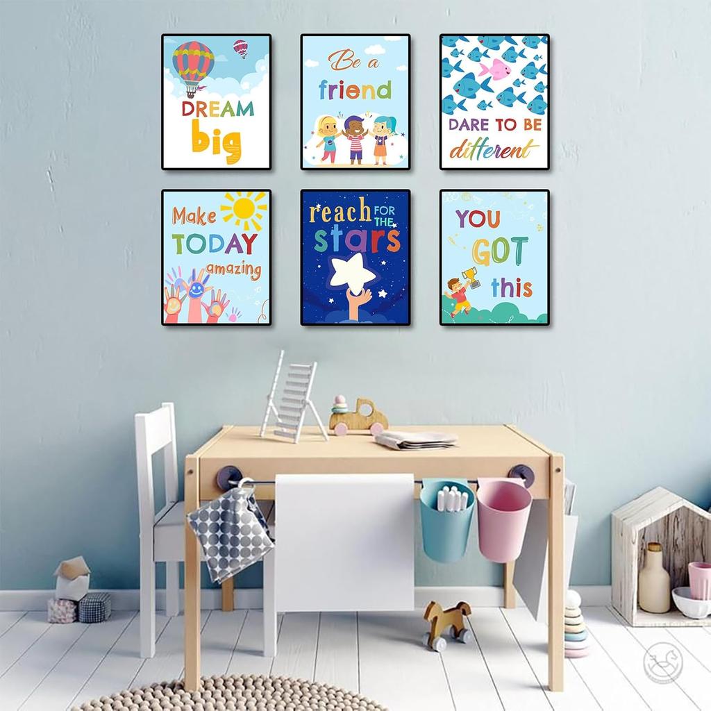 Phieoixs 6Pcs piring Quotes Classroom Decorations - Posters for Wall Decor for Pre School, Elementary and Middle School Themes, 8x10inch Unframed